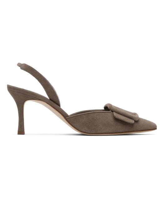 Manolo Blahnik Black Taupe Maysli Heeled Sandals