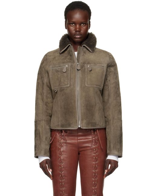 Saks Potts Brown Taupe Felix Shearling Jacket
