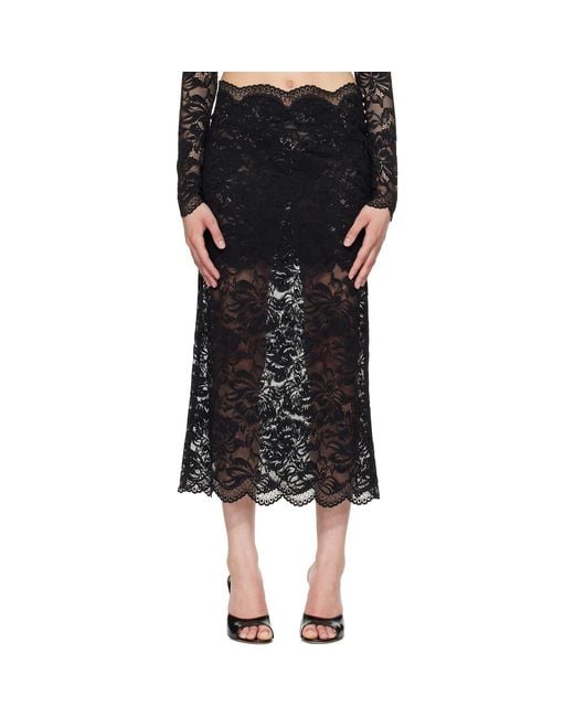 Rabanne Black Lace Midi Skirt