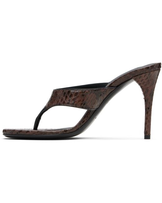 Sandales À Enfiler Brunes En Cuir D'Élaphe À Bride De Style Tong Alaïa en coloris Black