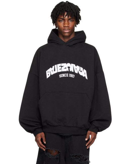 Pull à capuche noir à logo et texte incurvés Balenciaga pour homme en  coloris Noir | Lyst