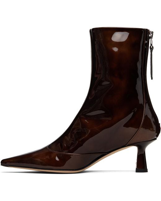 Aeyde Brown Sila Patent Leather Boots
