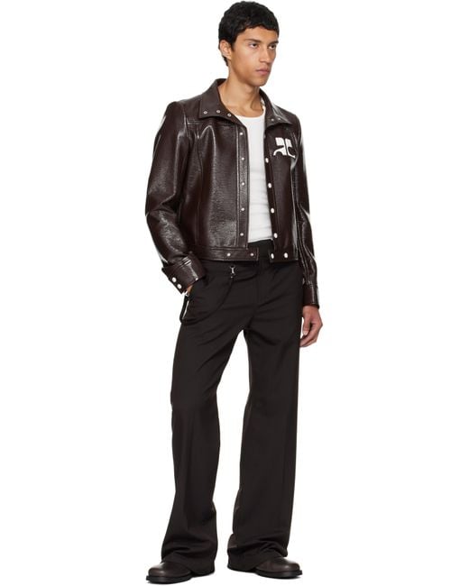 メンズ Courreges ブラウン Reedition ビニール ジャケット Black