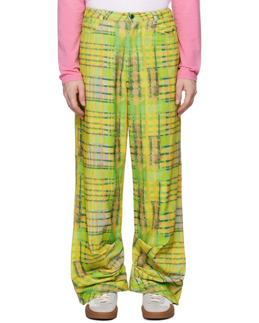 Collina Strada Green Plaid Dante Trousers for men