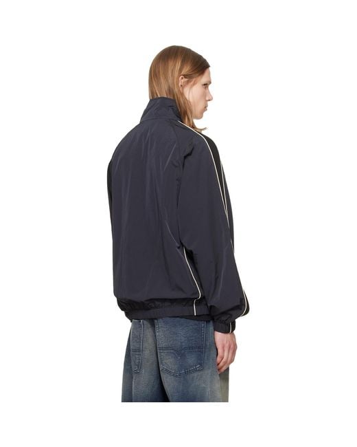 Palm Angels Blue Curved Logo Vintage Windbreaker Track Jacket for men