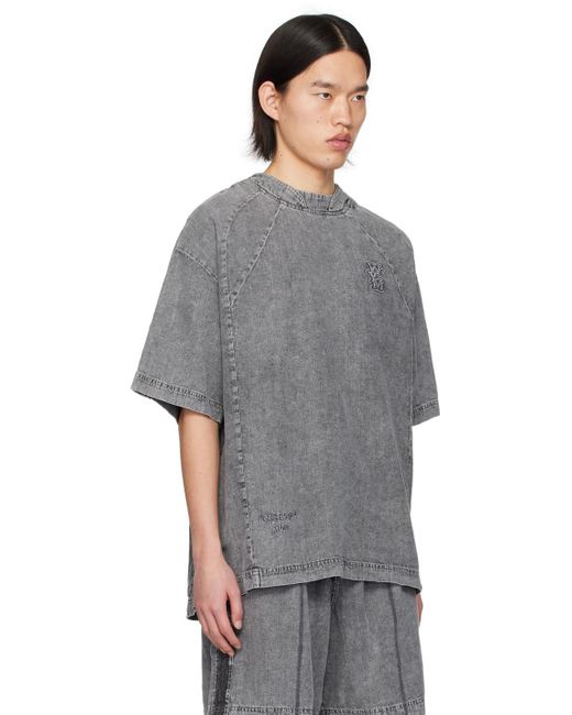 T-shirt gris à effet délavé Wooyoungmi pour homme en coloris Gray