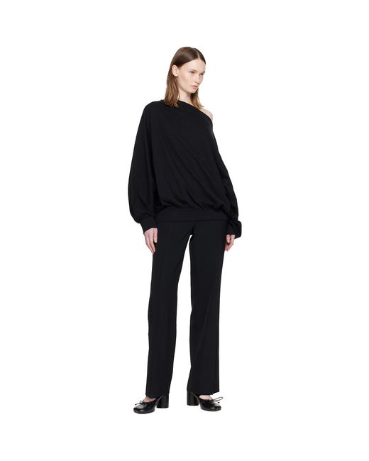 MM6 by Maison Margiela Black Long-Sleeved Asymmetric Top