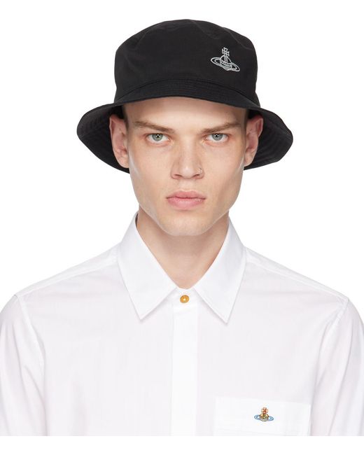 Vivienne Westwood White Black Orb Bucket Hat for men