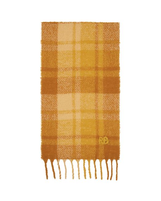Ruslan Baginskiy Yellow Check Print Scarf