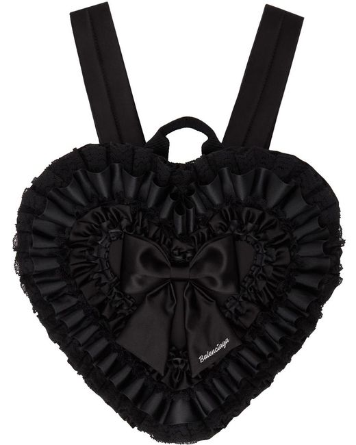 Balenciaga ブラック Ruffled Heart バックパック Black