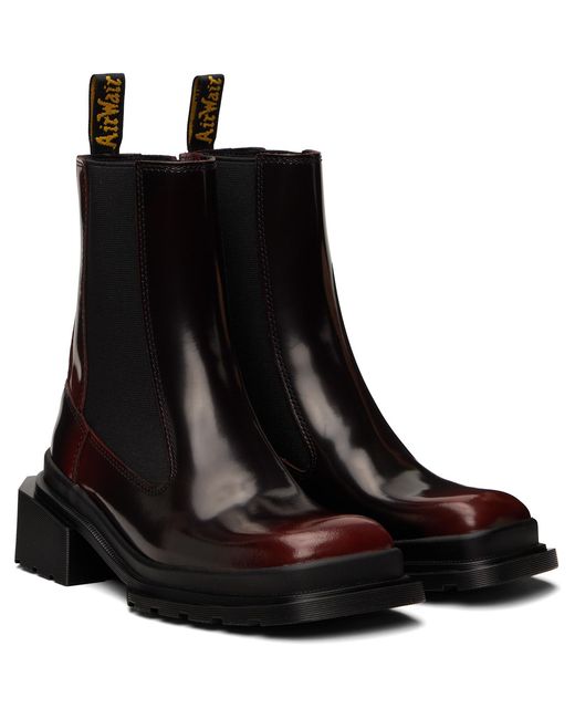 Dr. Martens Black Burgundy Maybole Square Toe Chelsea Boots