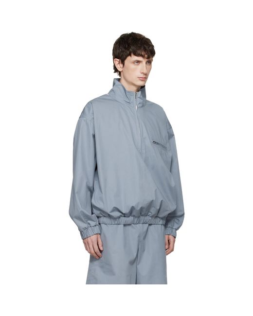 Rier Blue Cotton Windbreaker Jacket for men