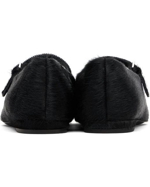 Loulou de Saison Black Leone Pony-Effect Leather Flats