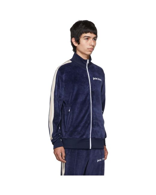 Palm Angels Blue Chenille Track Jacket for Men | Lyst