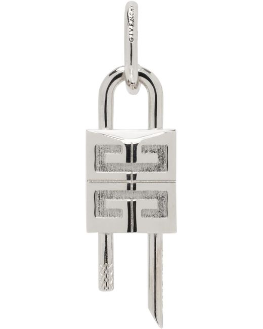 Givenchy Black Silver Lock Single Earring for men