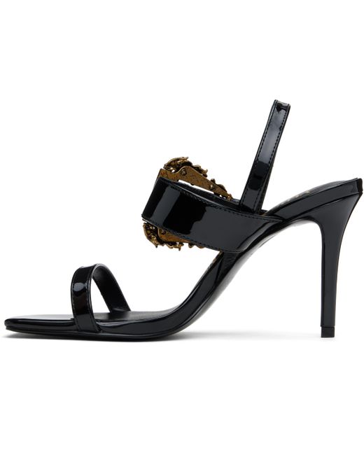 Versace Jeans Couture ブラック Baroque Buckle Patent Emily ヒールサンダル Black
