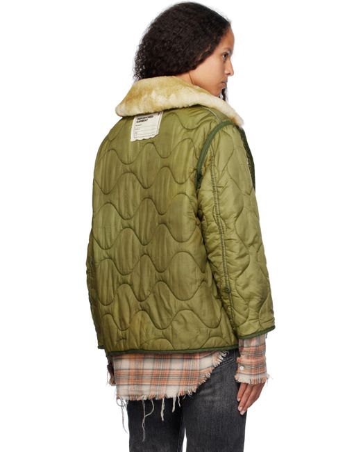 R13 Green Khaki Refurbished Liner Bomber Jacket