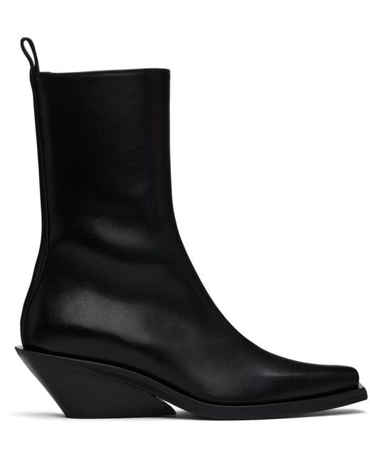 Ann Demeulemeester Black Pointed Leather Wedge Boots