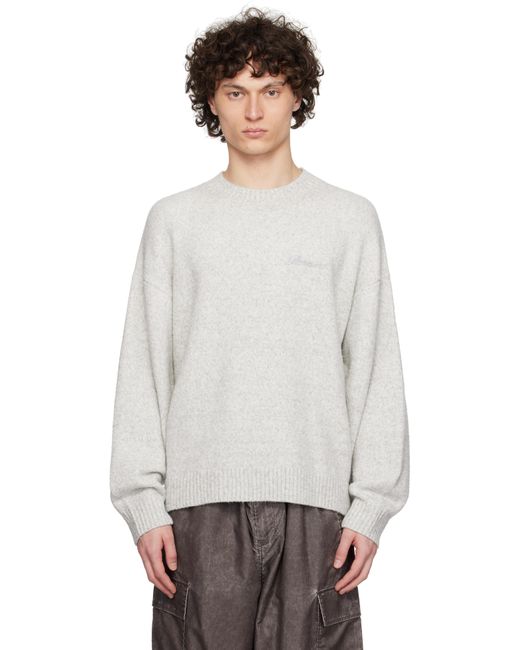 メンズ Represent グレー メランジニット プルオーバー White