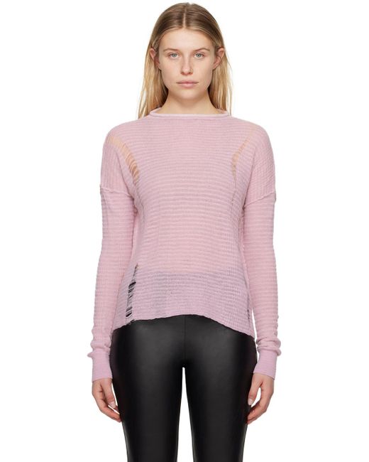 MM6 by Maison Martin Margiela Pink Distressed Sweater