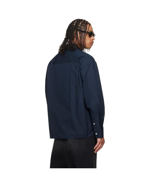 Marni Blue Poplin Zip Bib Shirt for men