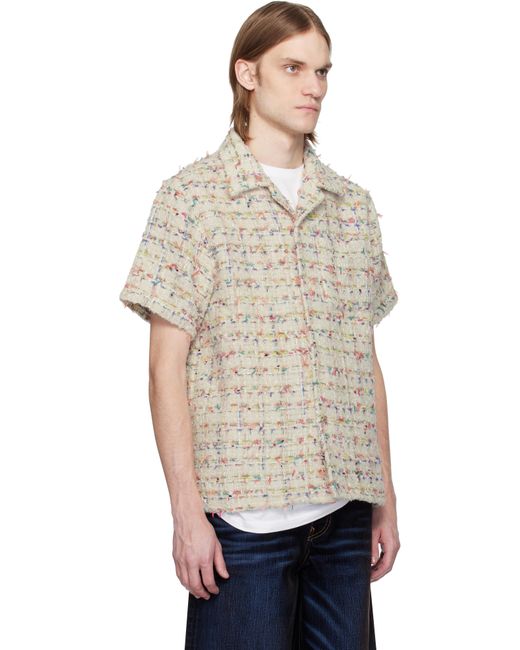 Cout de la Liberte Natural Robbie Woven Tweed Bowling Shirt for men
