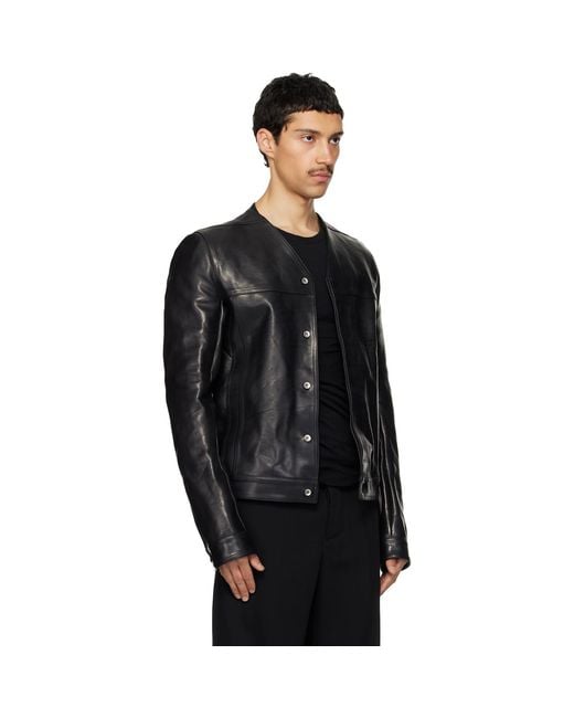 Rick Owens Black Temple Leather Work Jacket for men