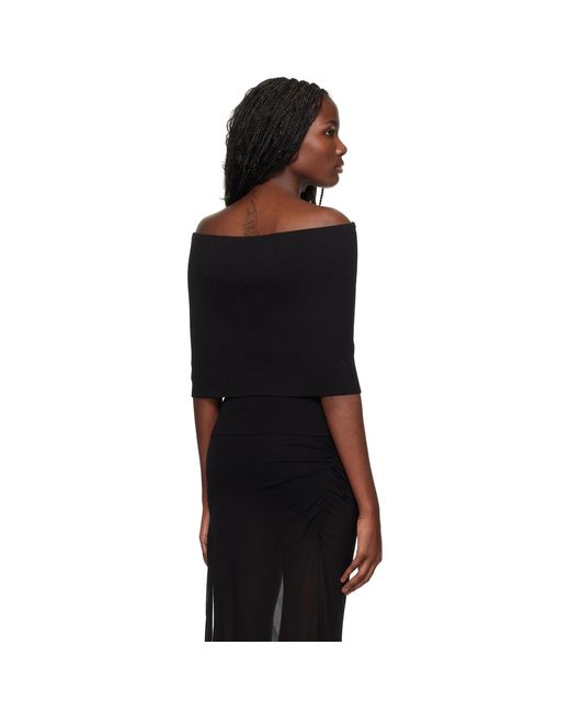 Christopher Esber Black Slashed Knit Shawl Top