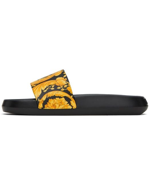 Versace Black Barocco Rubber Slides for men