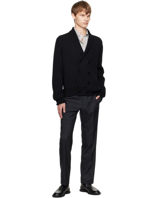 Tom Ford Black Wool Silk Shawl Collar Cardigan for men