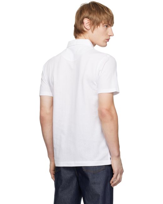 メンズ Sunspel ホワイト Riviera ポロシャツ White