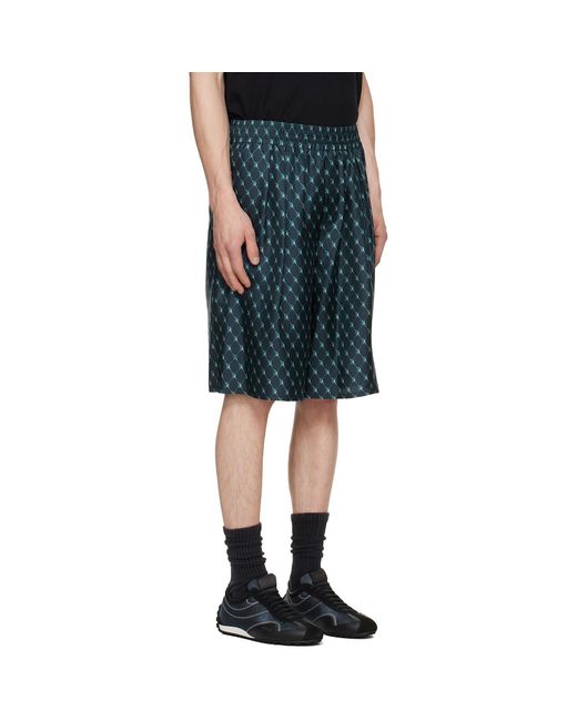 Balmain Black Grid Print Silk Loose Pyjama Shorts for men