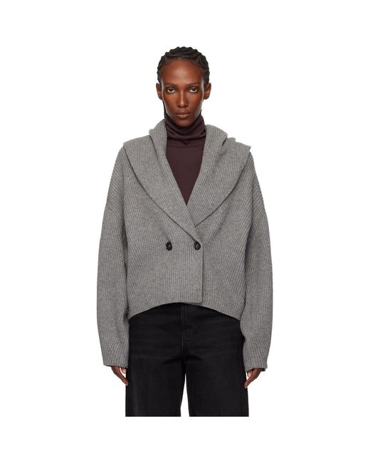 Totême Gray Shawl-Lapel Cardigan