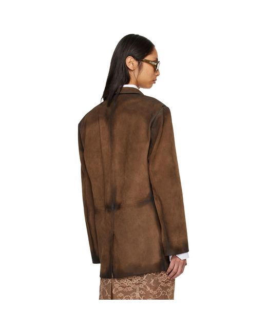 Acne Brown Suede Suit Jacket