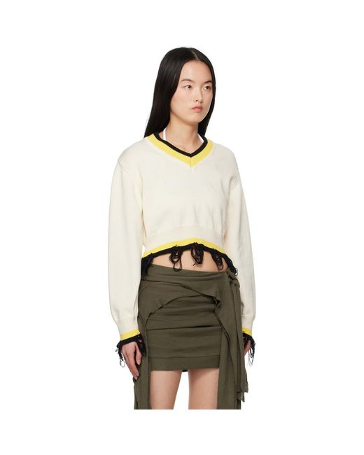 OTTOLINGER Natural Off- Cropped V-neck Sweater