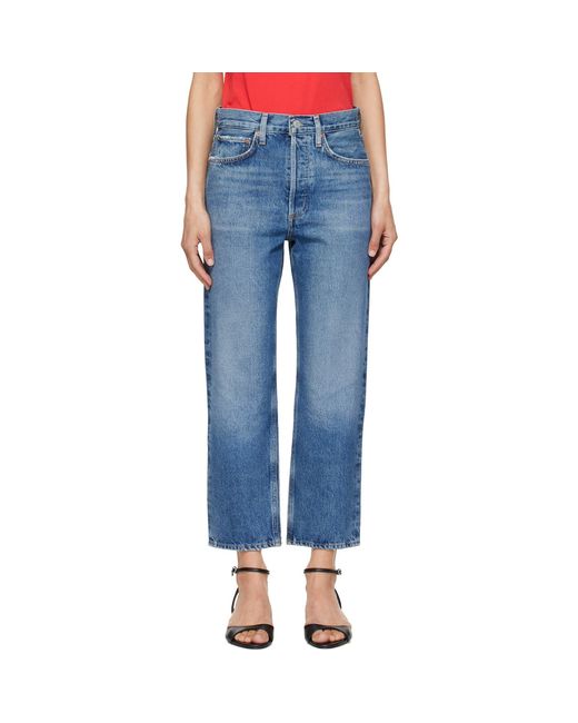 Agolde Blue 90's Crop Mid Rise Straight Jeans