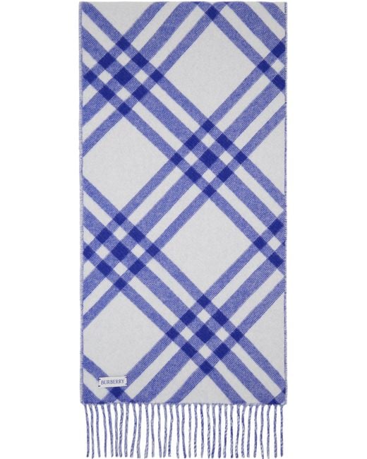 Burberry Check Cashmere Scarf in Blue for Men Lyst UK