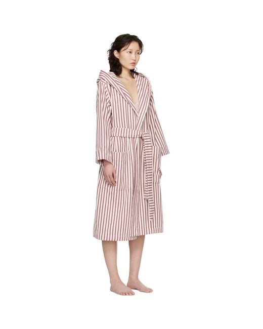 Tekla Pink Terry Hooded Bathrobe