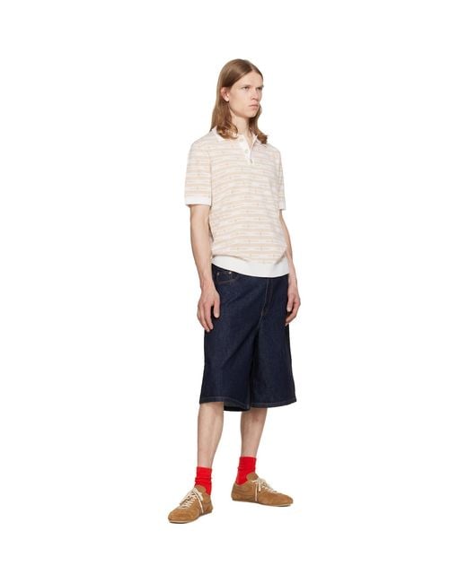 Casablanca White Off- Knit Logo Short Sleeve Polo for men