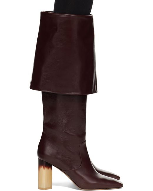 Chloé バーガンディ Georgia ヒール ロングブーツ Brown