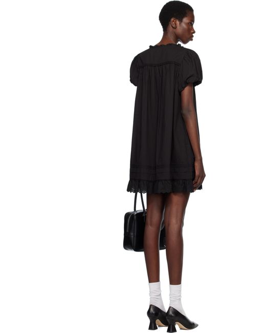 DUNST ブラック パフ シャーリング ミニワンピース Black
