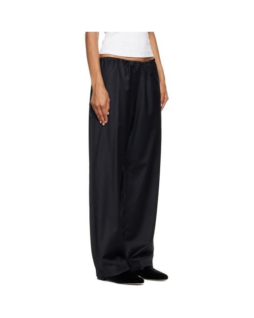Ssstein Black Wool Silk Drawstring Easy Trousers