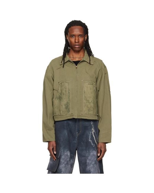 we11done Green Vintage Pin-Tucked Work Jacket for men