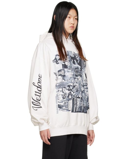 we11done Gray White Horror Collage Hoodie