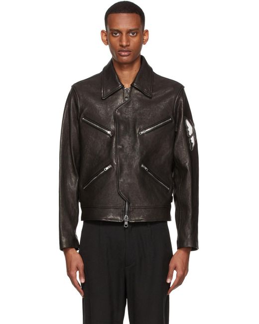 Our Legacy Graphic Detail Leather Jacket in Black for Men | Lyst UK