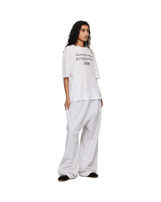 Acne White Fleece Logo Sweatpants