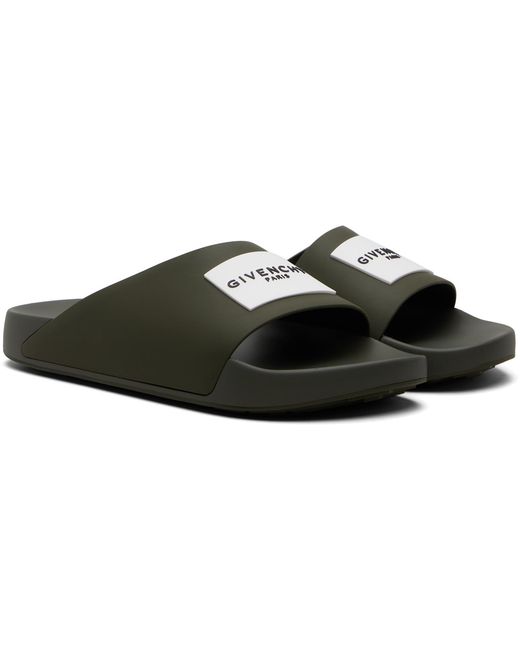 Givenchy Black Khaki Label Mule Slides for men