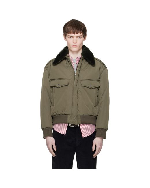 Commission Green Khaki Midtown Nylon Bomber Jacket for men