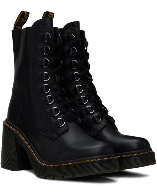 Dr. Martens Black Chesney Leather Flared Heel Boots