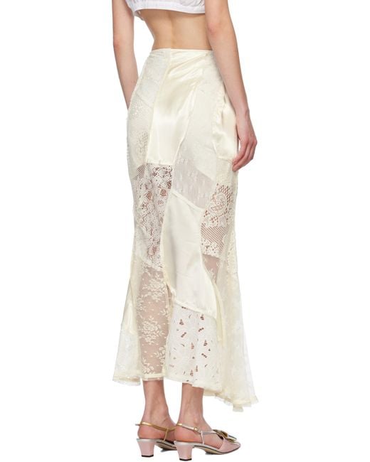 YUHAN WANG Natural Lace Patched Mermaid Midi Skirt